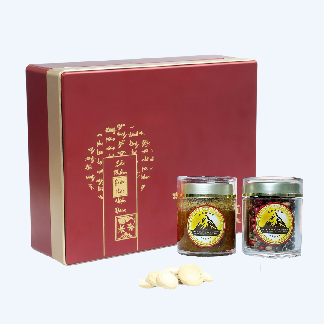 Hộp sâm quà tặng cao cấp (Combo B: Bột Sâm mix mật ong + Quả Sâm Lai Châu) 1